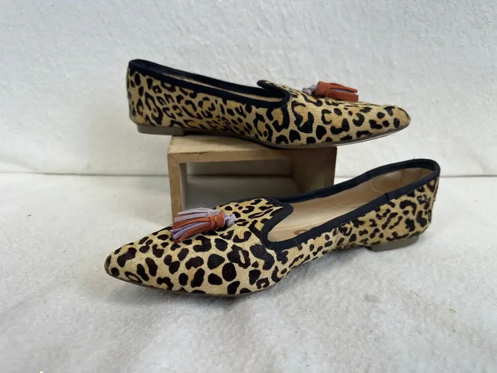 Hush Puppies Sadie Tassel Slip-On Leopard Print Haircalf Finish Women's SZ 9